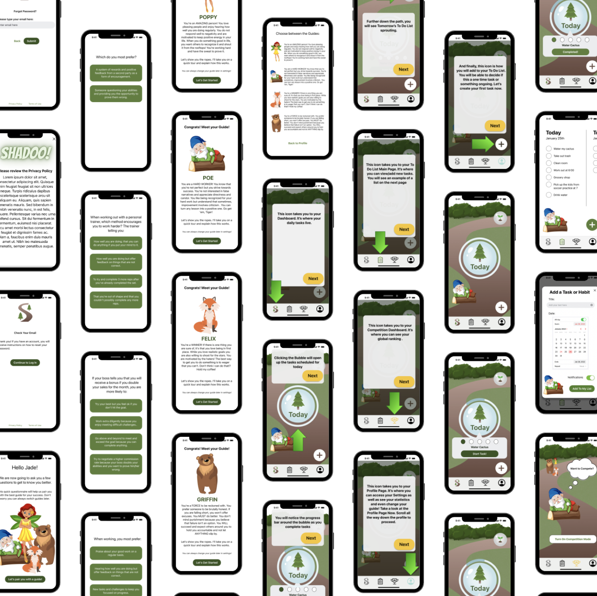sample mockup screens