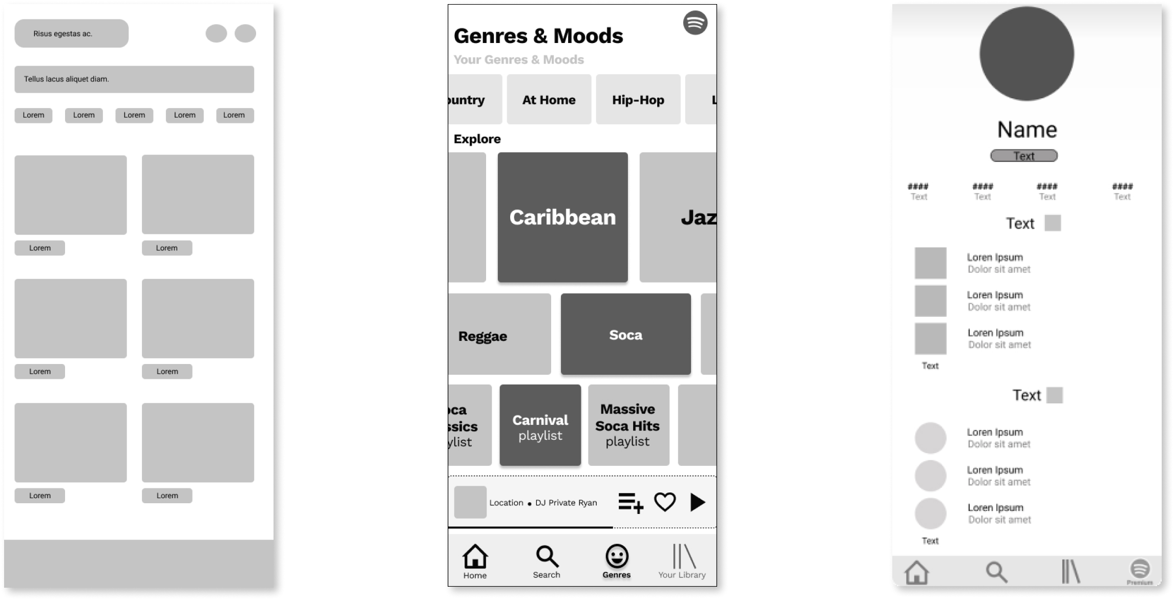 wireframes from teammates